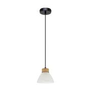 Lampy sufitowe - Lampa wisząca do salonu, Prahas, 14x110 cm, czarny, dąb olejowany, biały - miniaturka - grafika 1