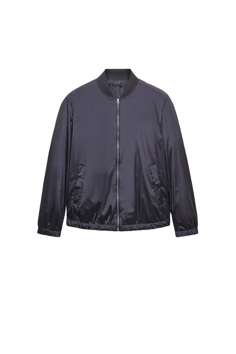 MANGO MAN KURTKA MĘSKA BOMBER GRANATOWA Z PODSZEWKĄ DO BIODER L 5DA