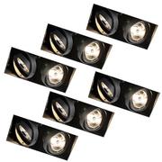 Oprawy, klosze i abażury - QAZQA Set van 6 inbouwspots zwart GU10 AR70 trimless 2-lichts - Oneon - miniaturka - grafika 1