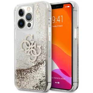 Guess Etui 4G Big Liquid Glitter do Apple iPhone 13 Pro Max Złoty | GUHCP13XLG4GGO - Etui i futerały do telefonów - miniaturka - grafika 1