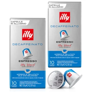2x KAPSUŁKI ILLY DECAFFEINATO DO NESPRESSO BEZKOFEINOWA 100% ARABIKA 10SZT - Kawa w kapsułkach i saszetkach - miniaturka - grafika 1