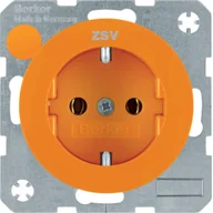 Gniazdka elektryczne - Berker R.1/R.3 Berker Gniazdo SCHUKO z nadrukiem pomarańczowy, połysk - miniaturka - grafika 1