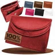 Portfele - FLEXIBILITE Portfel Skórzany RFID Damski Męski Dziecięcy Czerwony - miniaturka - grafika 1