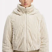 Kurtki damskie - REEBOK KURTKA DAMSKA R. M KREM BEŻ PLUSZOWA ZIMOWA MIŚ KAPTUR OKAZJA - miniaturka - grafika 1