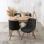 Krzesła - Zestaw 4x Krzesło Tapicerowane do Salonu KATHY Czarne Nowoczesne Skandynawskie - miniaturka - grafika 1