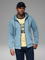 Bluzy męskie - Rozpinana dresowa bluza hoodie w stylu streetwearowym jasnoniebieska V4 OM-SSZP-0213 L - miniaturka - grafika 1
