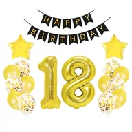 Balony i akcesoria - Zestaw balonów na 18 urodziny, złoty duży 63395 - miniaturka - grafika 1