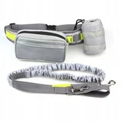 Pozostałe akcesoria dla psów - Pas biodrowy do biegania, z amortyzowaną smyczą, szary, L, pasek dł. 80-104cm, saszetka 18x5,5x10cm, smycz dł. 145-200 cm - miniaturka - grafika 1