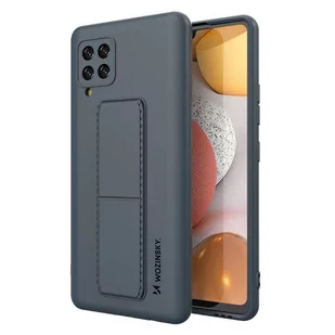 Wozinsky Kickstand Case elastyczne silikonowe etui z podstawką Samsung Galaxy A42 5G granatowy - Etui i futerały do telefonów - miniaturka - grafika 1