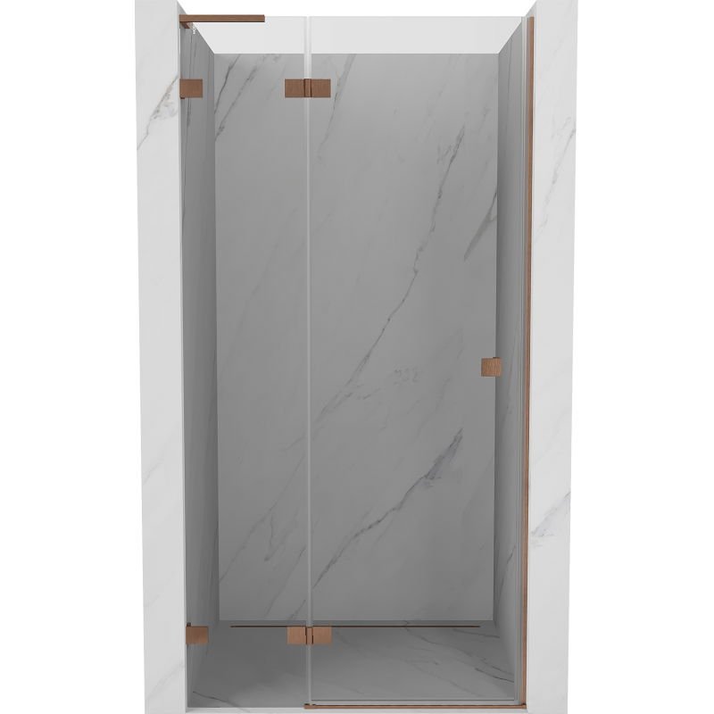 Mexen Lunar L drzwi prysznicowe uchylne lewe 80 cm, transparent, miedź szczotkowana - 834L-080-000-65-00-L