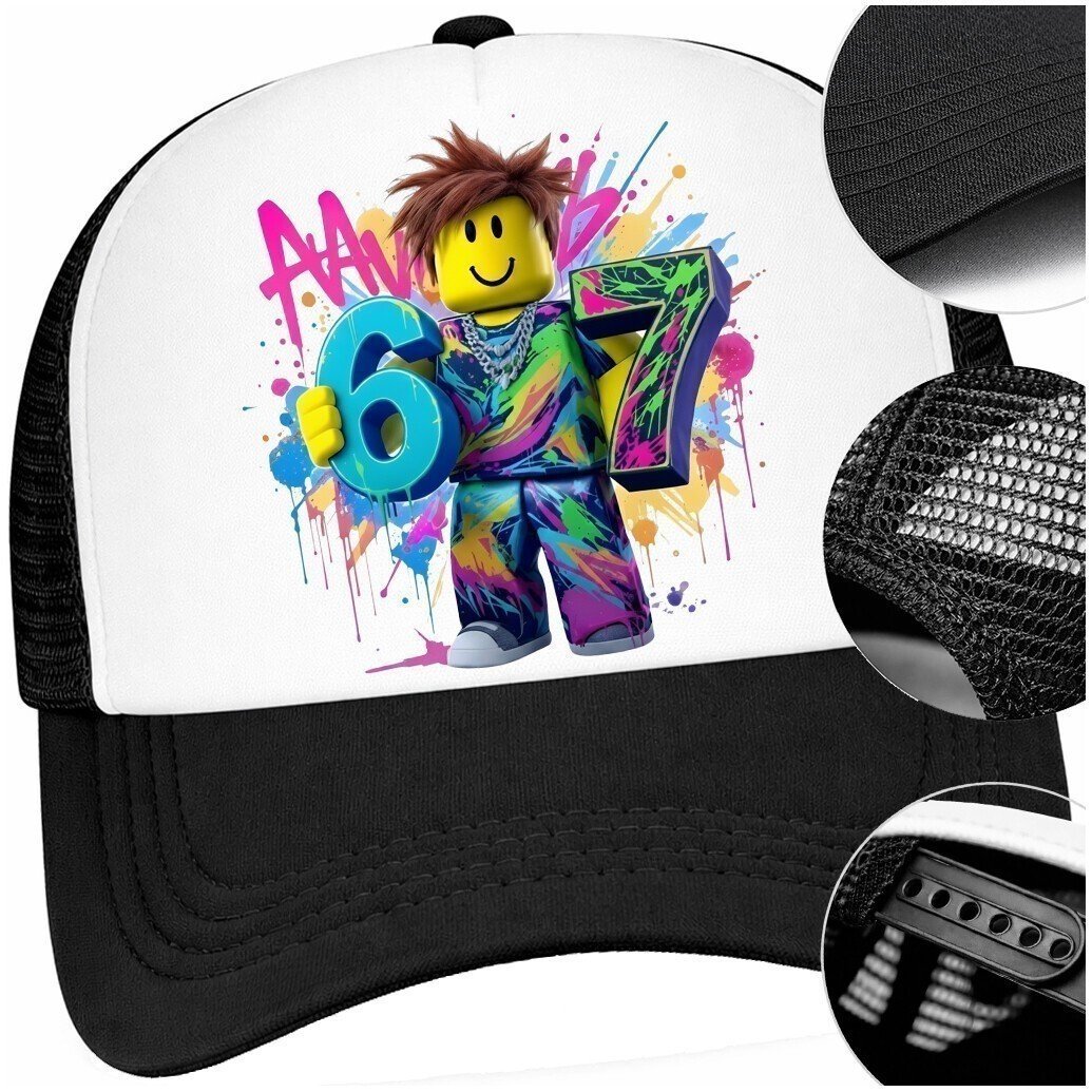 Czapka Z Daszkiem 67 Six SevenCzarna Bejsbolówka Dla Dziecka Regulowana