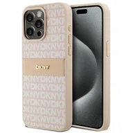 Etui i futerały do telefonów - Oryginalne Etui APPLE IPHONE 15 PRO MAX DKNY Hardcase Leather Mono Stripe & Metal Logo (DKHCP15XPRTHSLP) różowe - miniaturka - grafika 1