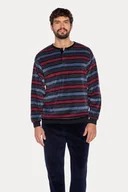 Piżamy męskie - Ciepła piżama męska MARCO L Ciemnoniebieski - miniaturka - grafika 1