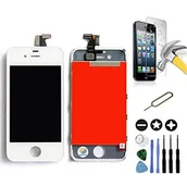 Części serwisowe do telefonów - Mobilevie blok LCD do telefonu iPhone 4 Biały: Wyświetlacz LCD Retina + ekran dotykowy na ramie + narzędzia - miniaturka - grafika 1