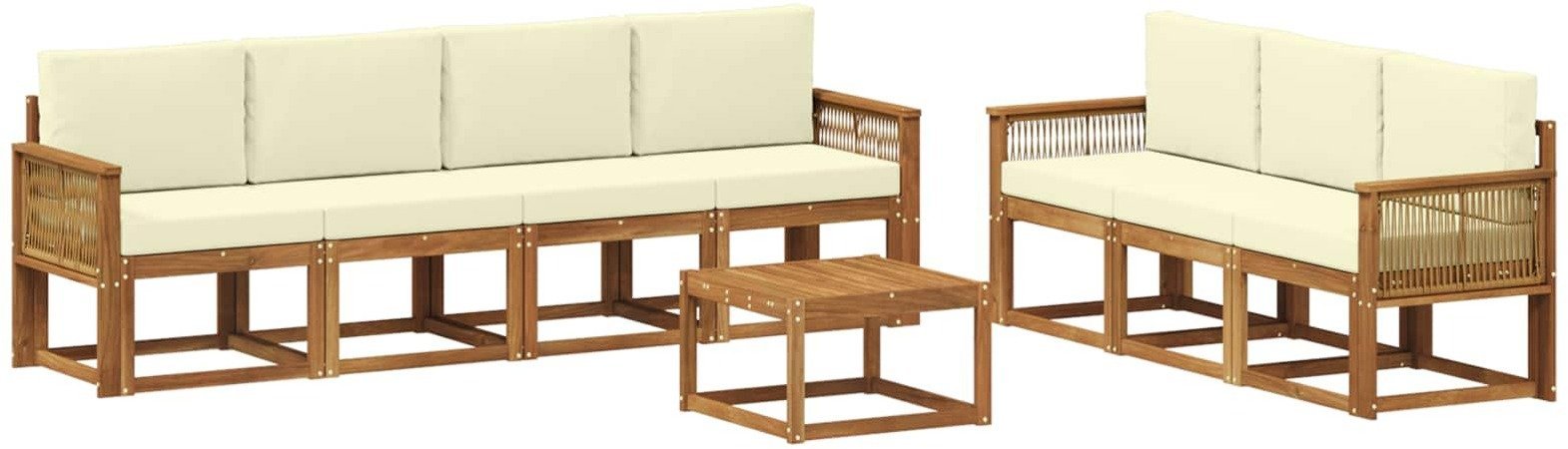 vidaXL Zestaw sof na zewnątrz 8 pcs Naturalny i Kremowy Poliester