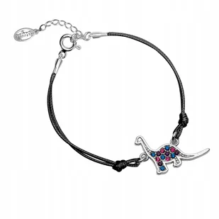 Bransoletka sznurkowa dinozaur srebrna - Bransoletki - miniaturka - grafika 1