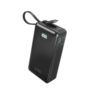 SBS Power Bank 10 000 mAh z wbudowanym kablem USB-C czarny - Powerbanki - miniaturka - grafika 1