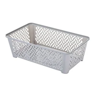 Koszyk plastikowy 24,5 x 14,5 x 8 cm szary - Pudła i pojemniki do przechowywania - miniaturka - grafika 1