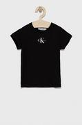 Koszulki dla dziewczynek - Calvin Klein Jeans T-shirt bawełniany dziecięcy kolor czarny - miniaturka - grafika 1