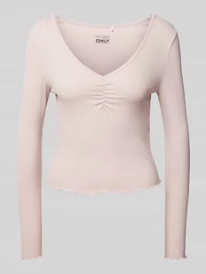 Bluzka z długim rękawem o kroju slim fit z mieszanki bawełny z falbanami model ‘BETTY’ - Bluzki damskie - miniaturka - grafika 1