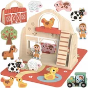 Figurki dla dzieci - TOOKY TOY Drewniana Składana Farma w Walizce ze Zwierzątkami - miniaturka - grafika 1