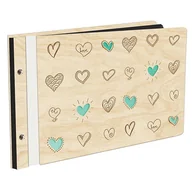 Albumy fotograficzne - Album Na Zdjęcia Plus Pierwsza Strona W Kolorze Serduszka W Drewnianej Oprawie Z Czarnymi Kartami Z Grawerem Prezent Dla Dziewczyny Na Rocznicę - miniaturka - grafika 1