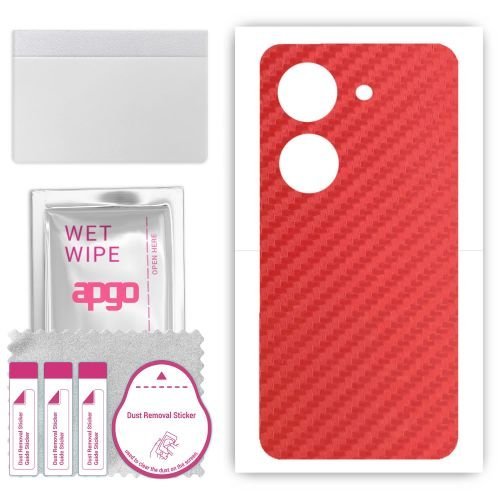 folia naklejka skórka strukturalna na TYŁ do Vivo Y18e - Carbon Czerwony - apgo SKINS