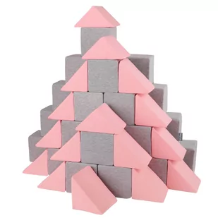 KiddyMoon Miękkie klocki 14cm mix: jasnoszary-różowy 48 - Maty edukacyjne - miniaturka - grafika 1