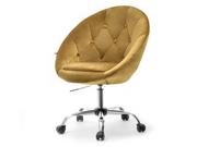 Fotele i krzesła biurowe - Fotel Glamour Na Jezdnej Podstawie Lounge 4 Złoty Welur - Chrom - miniaturka - grafika 1