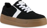 Trampki damskie - VAN HILL Damskie Trampki Niskie Sznurowane Platformy Rekreacyjne Sznurowane Buty 841463, Kolor: Czarny, Rozmiar: 41 - miniaturka - grafika 1