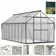 Szklarnie ogrodowe - Szklarnia Ogrodowa Poliwęglan Duża Slide-In 490x244cm Czarna UV - miniaturka - grafika 1