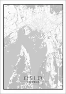 Plakaty - Plakat, Oslo mapa czarno biała, 50x70 cm - miniaturka - grafika 1