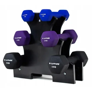 Zestaw hantelek fitness Sapphire SG-215 12kg na stojaku - Stojaki na hantle i obciążenia - miniaturka - grafika 1