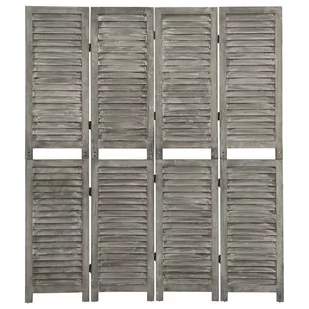 Lumarko Parawan 4-panelowy, szary, 143x166 cm, lite drewno! - Parawany - miniaturka - grafika 1