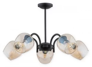 Lemir Katla żyrandol 5 pł. / czarny matowy + złoty + bursztyn O3065 W5 CZA + ZL O3065 W5 CZA + ZL - Lampy sufitowe - miniaturka - grafika 1