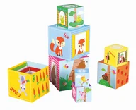 Układanki dla dzieci - Lelin Układanka klocki kubeczki Leśne L10213 - miniaturka - grafika 1