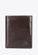 Portfele - Męski portfel ze skóry prosty duży brązowy - miniaturka - grafika 1
