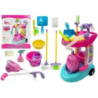 Zabawki AGD - Zestaw Do Sprzątania Na Wózku Odkurzacz Różowy 4827 - miniaturka - grafika 1