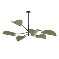 Lampy sufitowe - Okazała lampa sufitowa, zielone liście 1461/6 z serii LOTUS 6 BL GREEN - miniaturka - grafika 1
