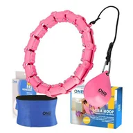 Pozostały sprzęt i akcesoria do ćwiczeń - ZESTAW HULA HOP OHA02 PINK Z WYPUSTKAMI I OBCIĄŻNIKIEM ONE FITNESS + PAS BR160 - miniaturka - grafika 1