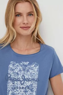 Koszulki sportowe damskie - Pepe Jeans t-shirt bawełniany damski kolor niebieski - grafika 1