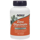 Suplementy naturalne - Now Foods Zinc Glycinate - Chelat Cynku i Olej z Pestek Dyni (120 kaps.) - miniaturka - grafika 1