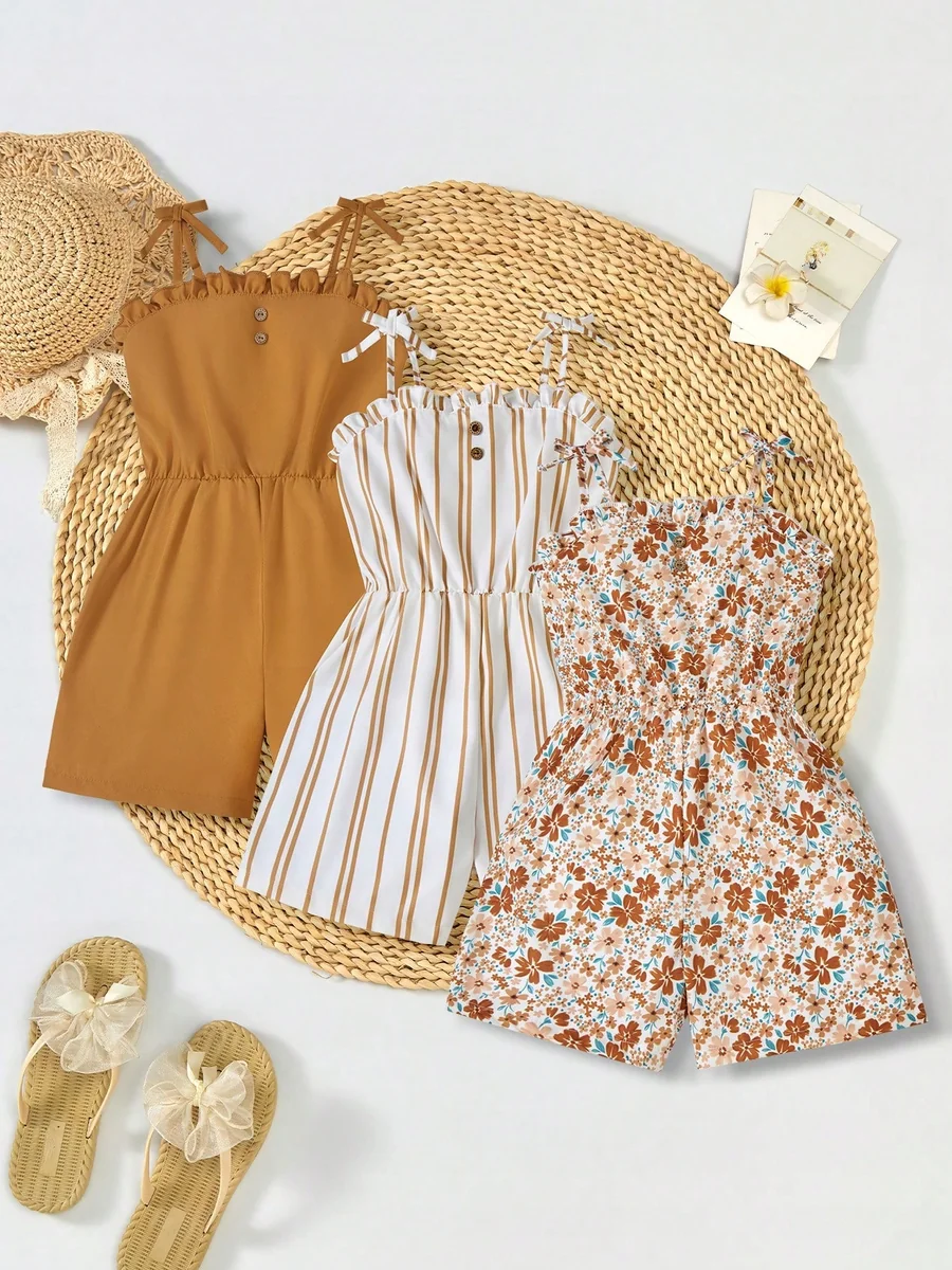SHEIN KOMBINEZON DZIECIĘCY NA RAMIĄCZKACH Z FALBANKĄ 3 PACK 140-146 1MA