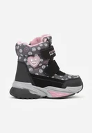 Śniegowce damskie - Szare Śniegowce w Kwiatki z Sercem i Napisem Alwedina - miniaturka - grafika 1