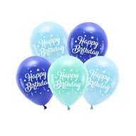 Balony i akcesoria - PartyDeco Balony Eco Happy Birthday niebieski 26cm - miniaturka - grafika 1