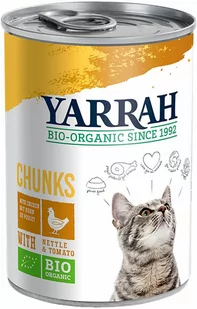 Yarrah Bio kawałeczki, 6 x 405 g - Biokurczak i bioindyk z biopokrzywą i biopomidorami - Mokra karma dla kotów - miniaturka - grafika 1