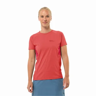 Damska koszulka szybkoschnąca Jack Wolfskin NARROWS T W vibrant red - XS - Koszulki i topy damskie - miniaturka - grafika 1
