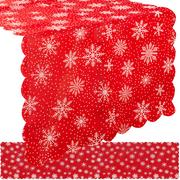 Obrusy i serwetki - Bieżnik Świąteczny na Stół Obrus na Święta Czerwony Wigilijny Śnieg 185x35 RUHHY - miniaturka - grafika 1