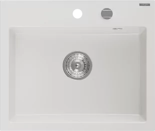 Mexen Oscar zlewozmywak granitowy 1-komorowy 580 x 490 mm, biały, syfon chrom - 6519581000-20 - Zlewozmywaki - miniaturka - grafika 1
