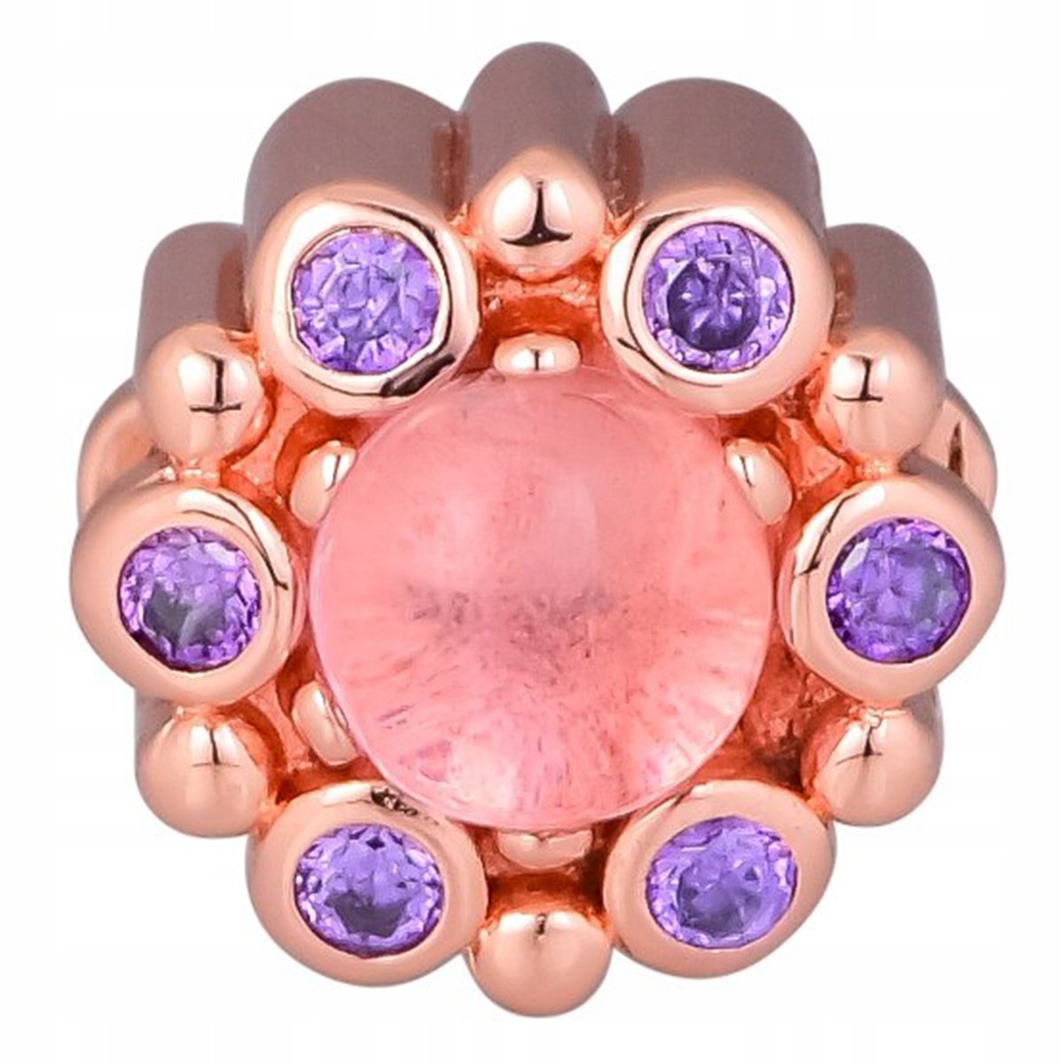 Charms Różowe Cyrkonie Kwiat różowe złoto 925